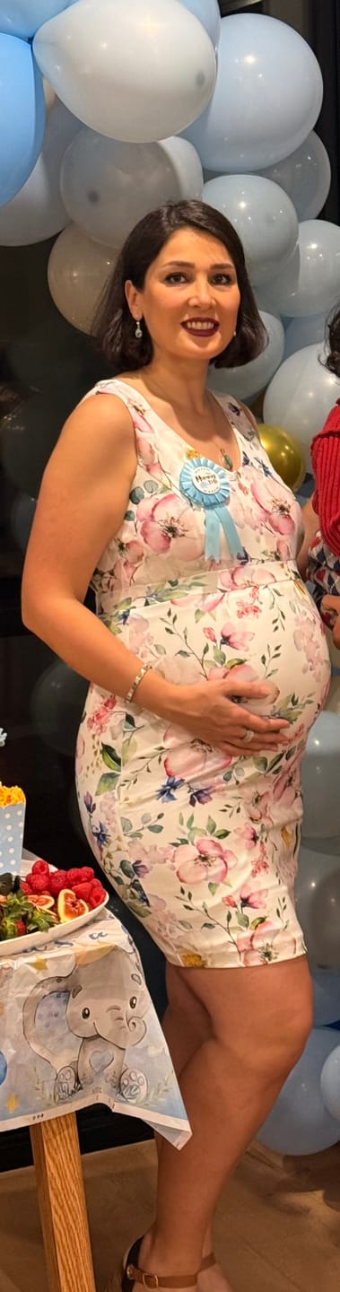 Customer photo review of In Bloom Floral Maternity/Nursing Dress