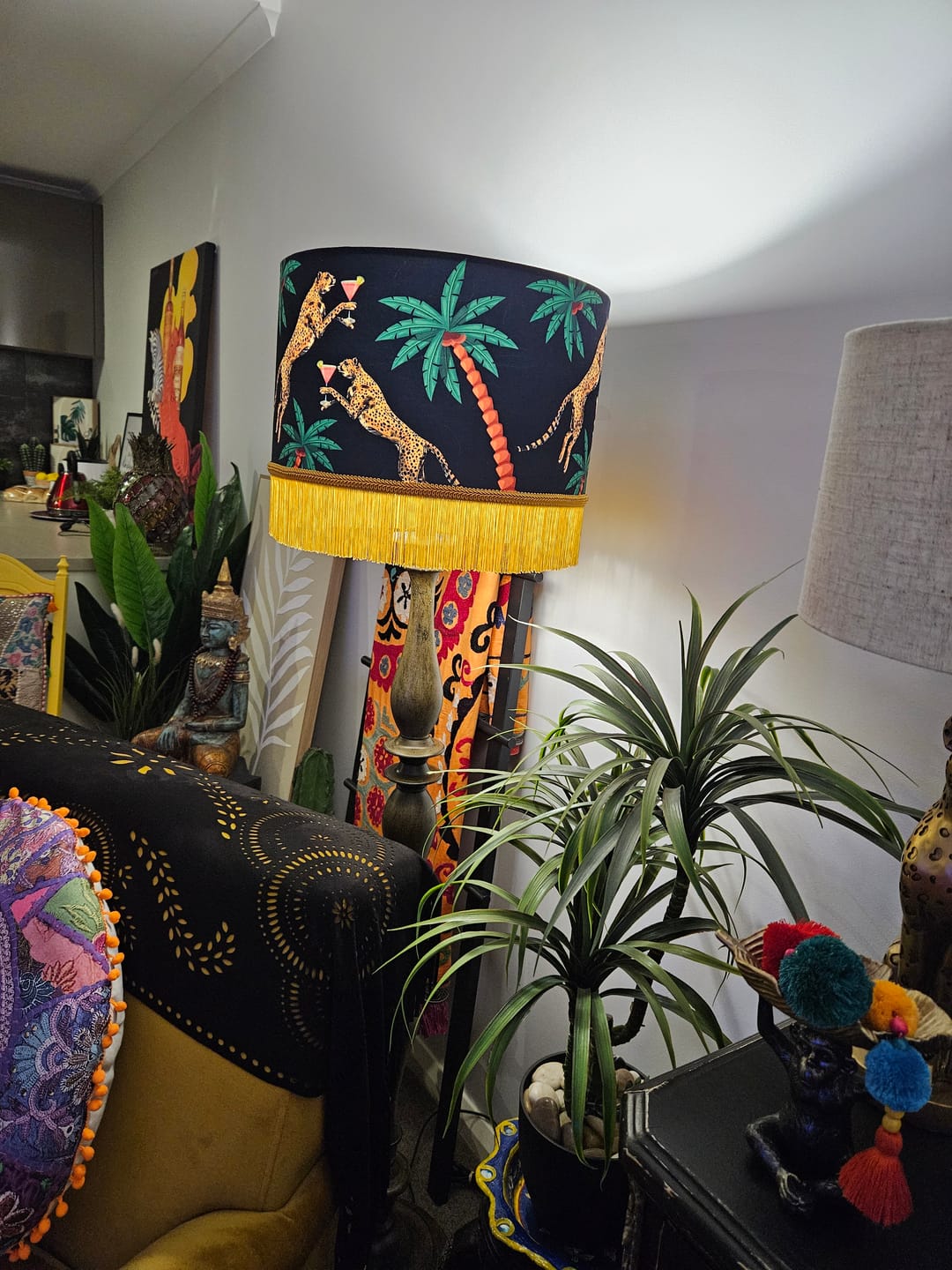 Customer photo review of Cocktail Cheetah Tassel Drum Lampshade Black