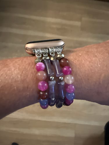 Customer photo review of Mosaic Amethyst Stretch Apple Watch Strap