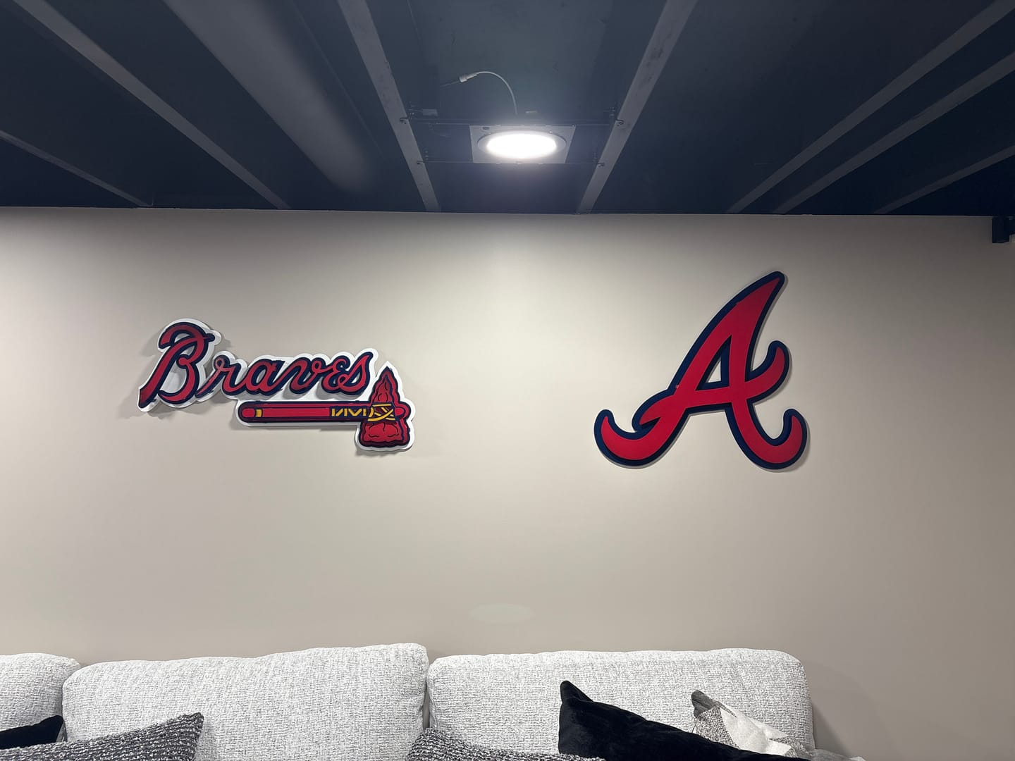 Customer photo review of Atlanta Braves "A" 3D Metal Wall Art