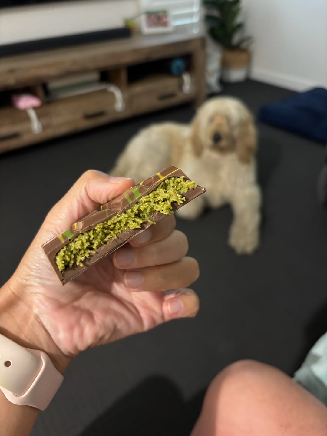 Customer photo review of Pistachio Knafeh Bliss Block - Viral Dubai Chocolate Bar 200g