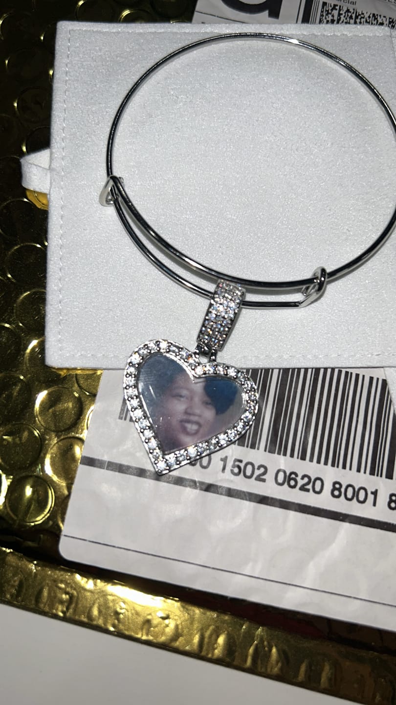 Customer photo review of Hearts Photo Bangle Bracelet