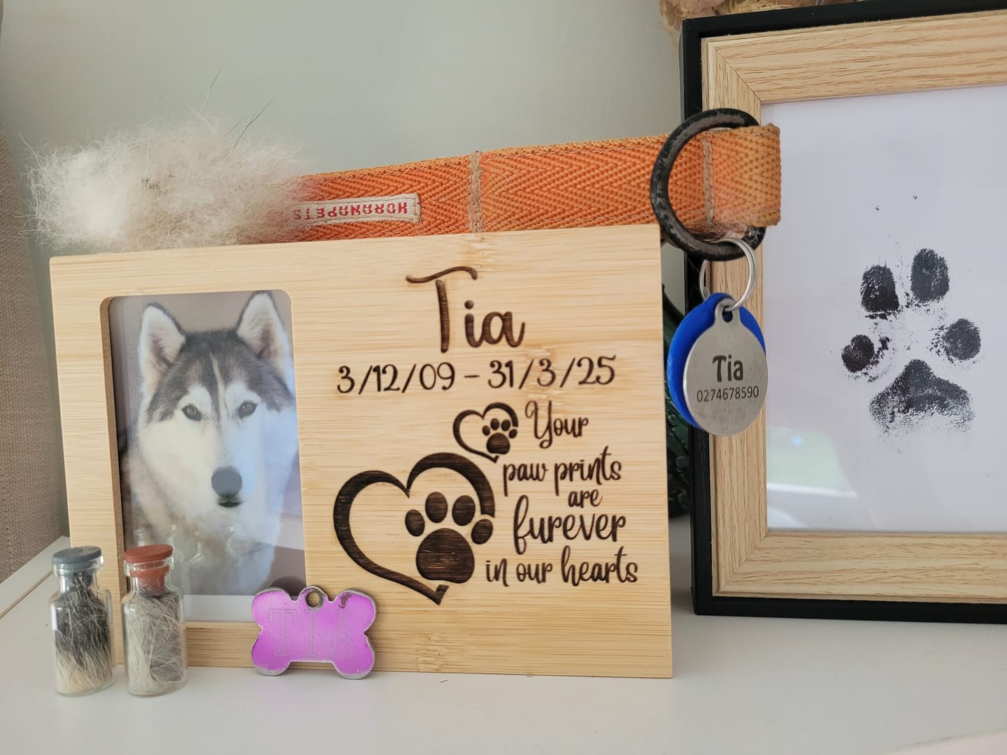 Customer photo review of Pet Memorial - Your Paw Prints Are Furever In Our Hearts - Personalised.