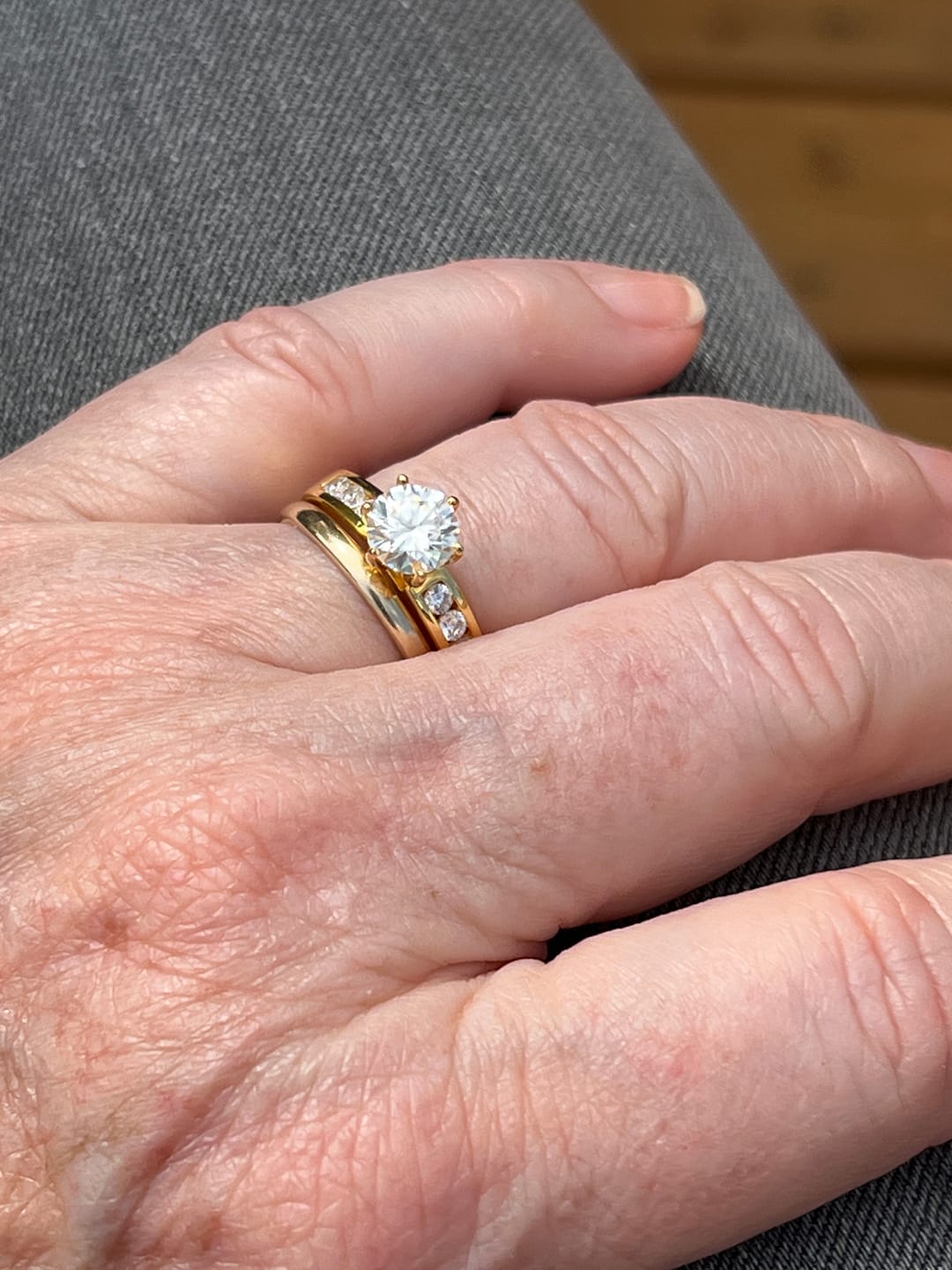Customer photo review of Round Cut Moissanite Channel Set Engagement Ring