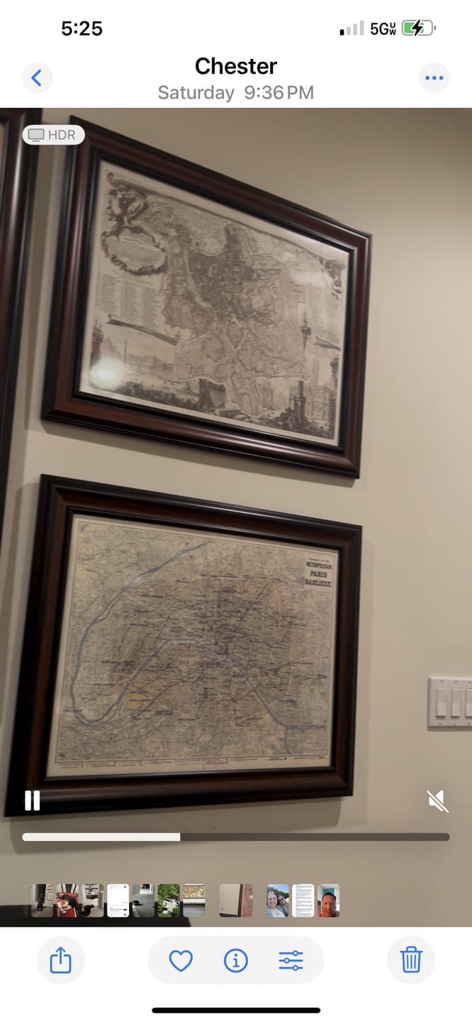 Customer photo review of Old Map of Paris Métro Subway and Landmarks, 1934 by Gaillac-Monrocq - 13 Lines, Arc de Triomphe, 20th Century City Tourist Map