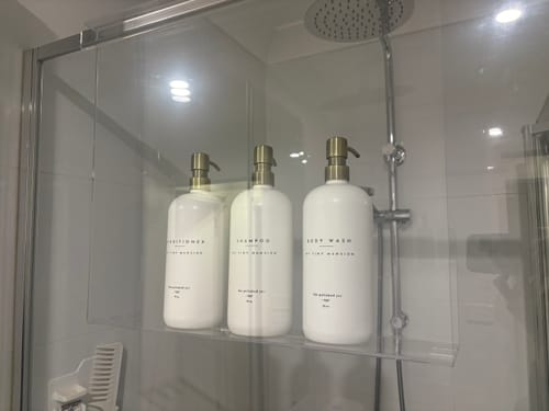 Customer photo review of Clear Acrylic Shower Shelf