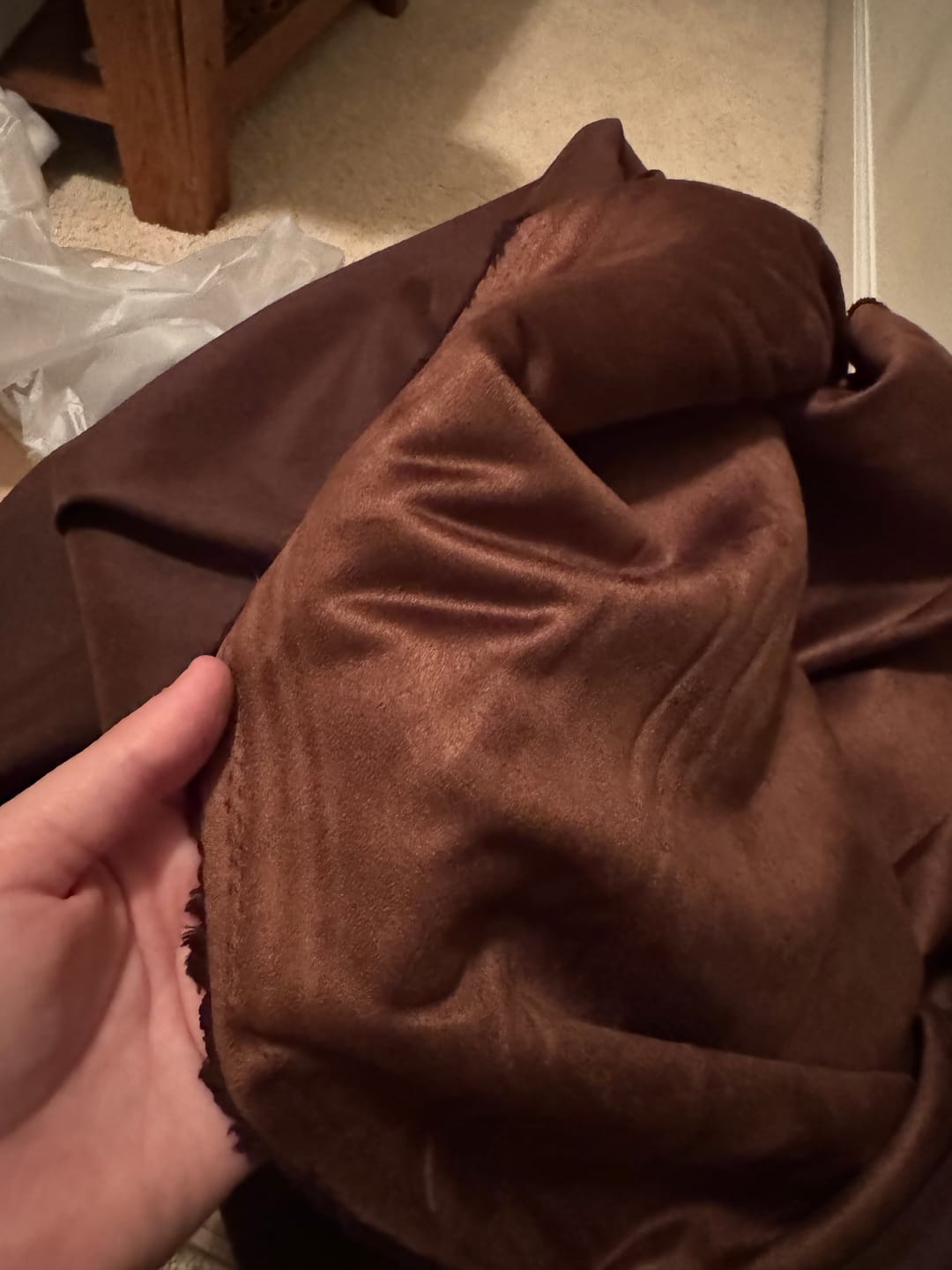 Customer photo review of Chocolate Microsuede