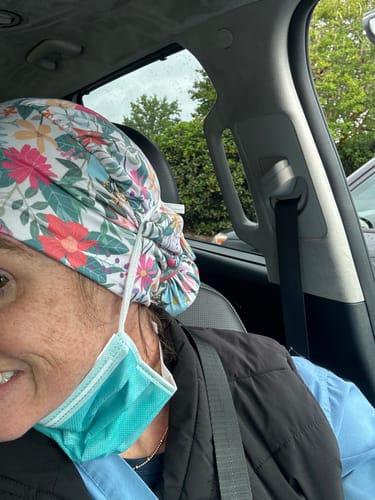 Customer photo review of DuoStyle Scrub Hat - Wildflowers