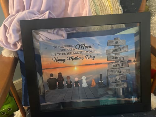 Customer photo review of Mom To Us You Are The World Family Sign Posts Personalized Poster, Heartfelt 2025 Gift For Mom