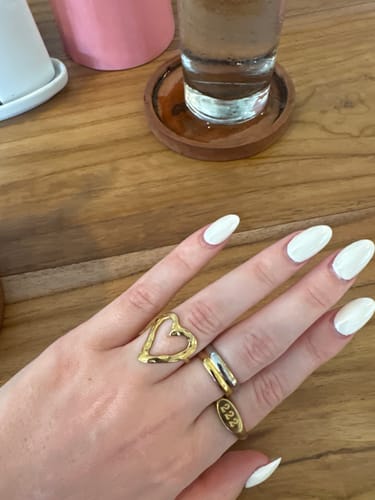 Customer photo review of ADJUSTABLE TEXTURED HEART RING - GOLD