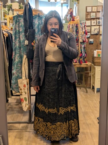 Customer photo review of Kong Gu 空谷 Hollow Valley Ming Dynasty Plus Size Floral Feijixiu Top & Mamian Skirt Set