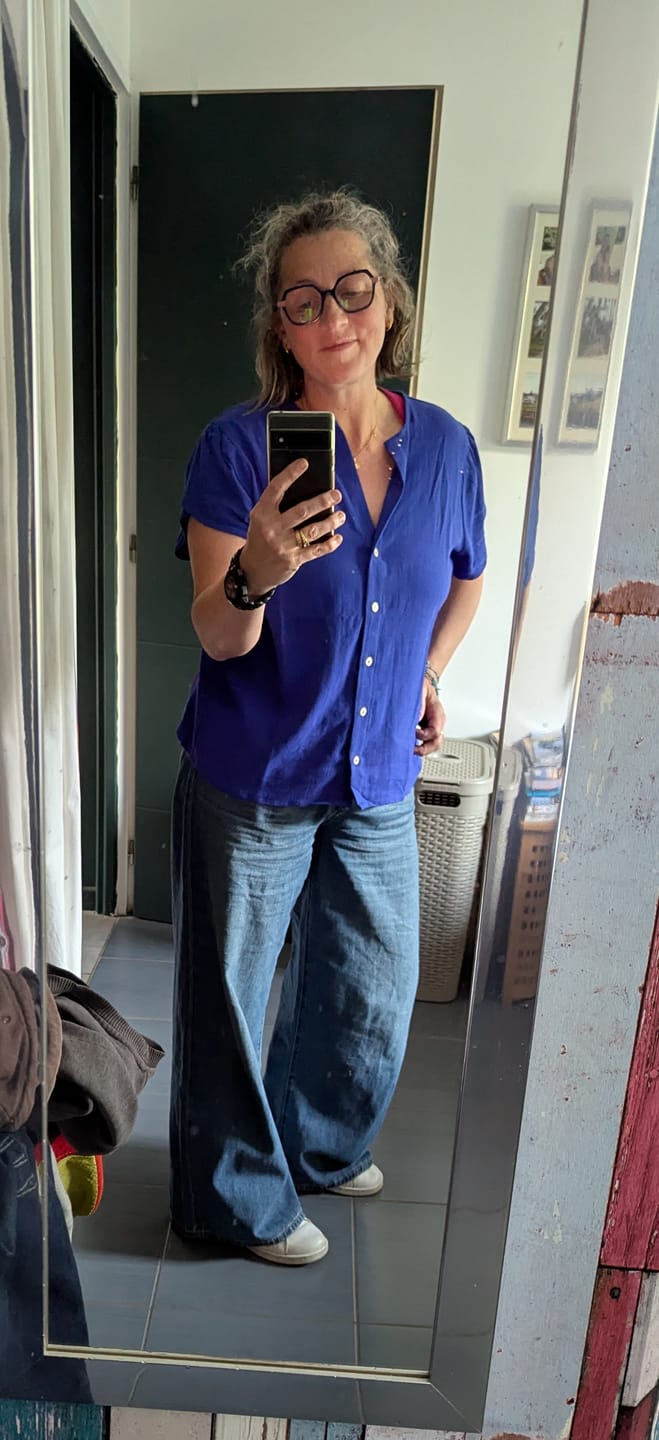 Customer photo review of Blouse Sacha - viscose/lin bleu majorelle