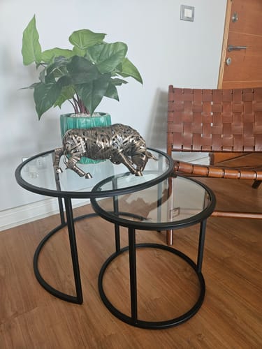 Customer photo review of Mesa de centro circular nido GLASS BLACK