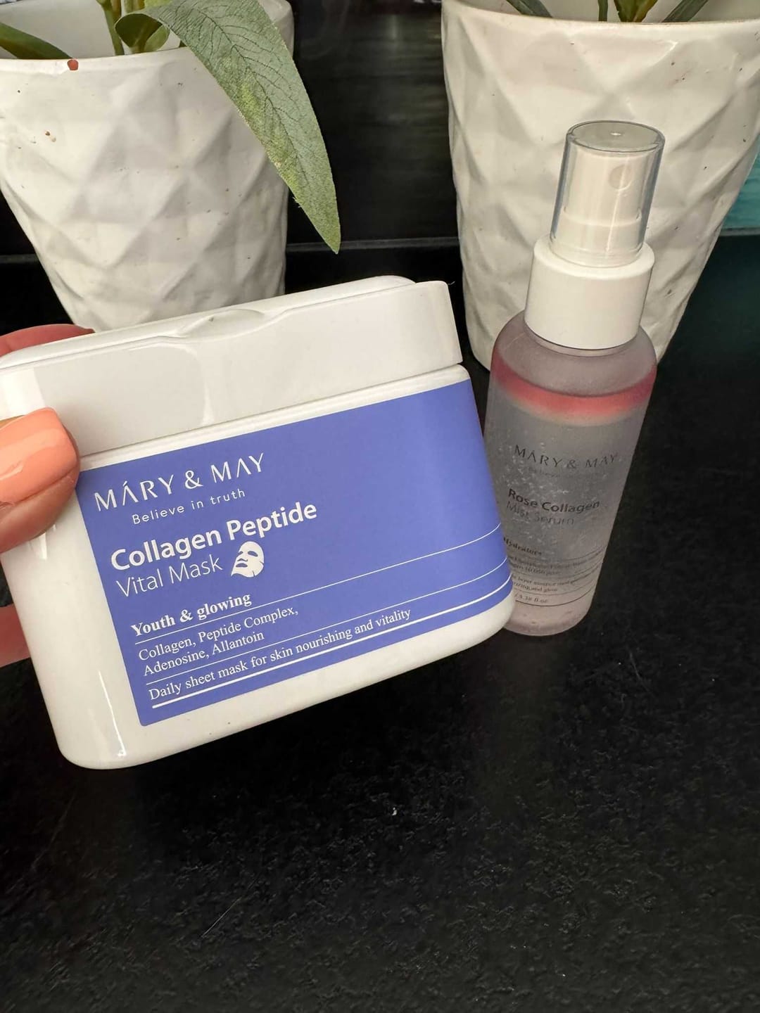 Customer photo review of Mitrinošu liftinga masku komplekts MARY&MAY Collagen Peptide Vital Mask