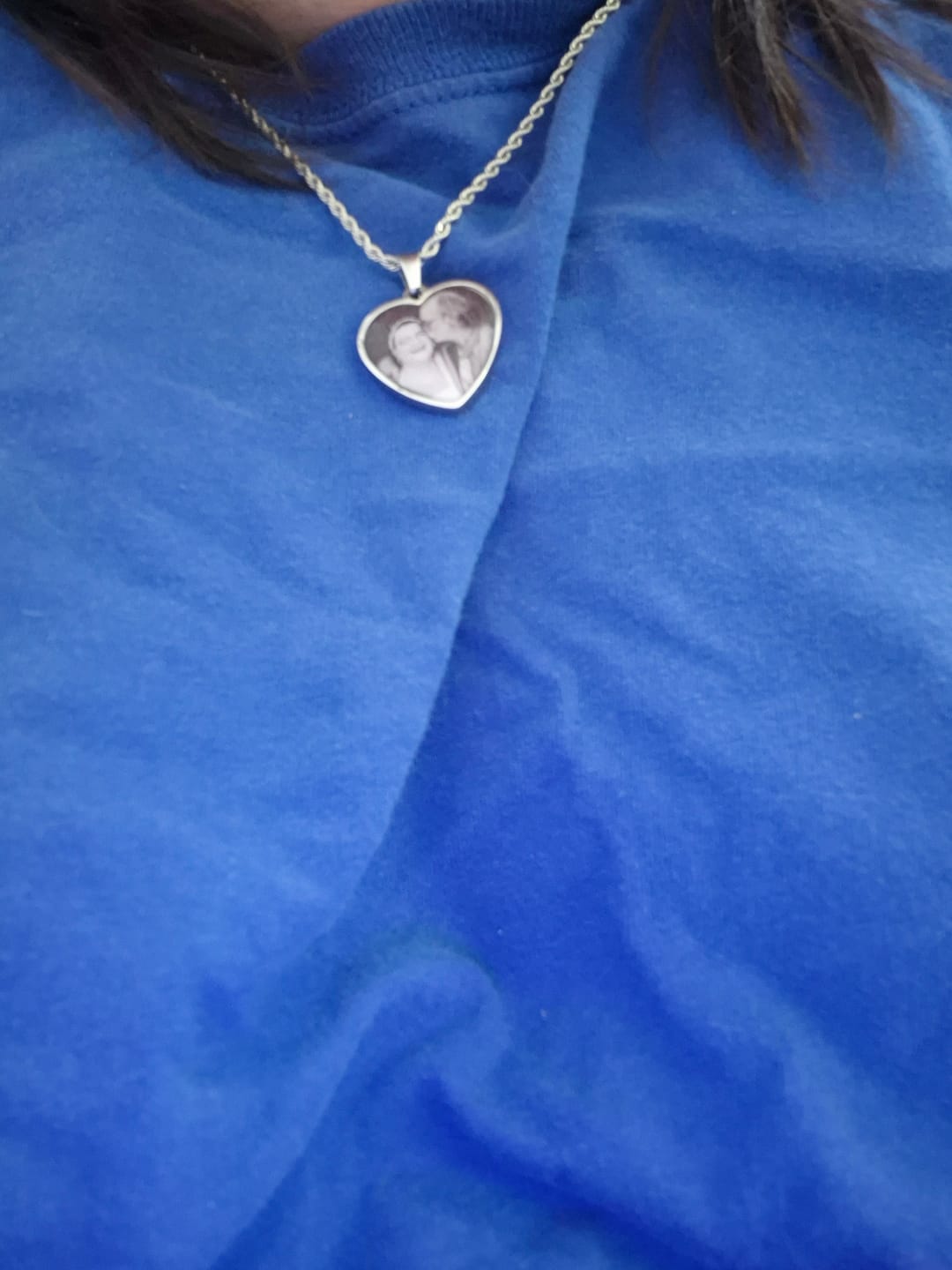 Customer photo review of Engravable Heart Necklace With Picture
