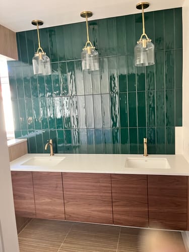 Customer photo review of Austin 72" Wall Mount American Black Walnut Bathroom Vanity, Double Sink