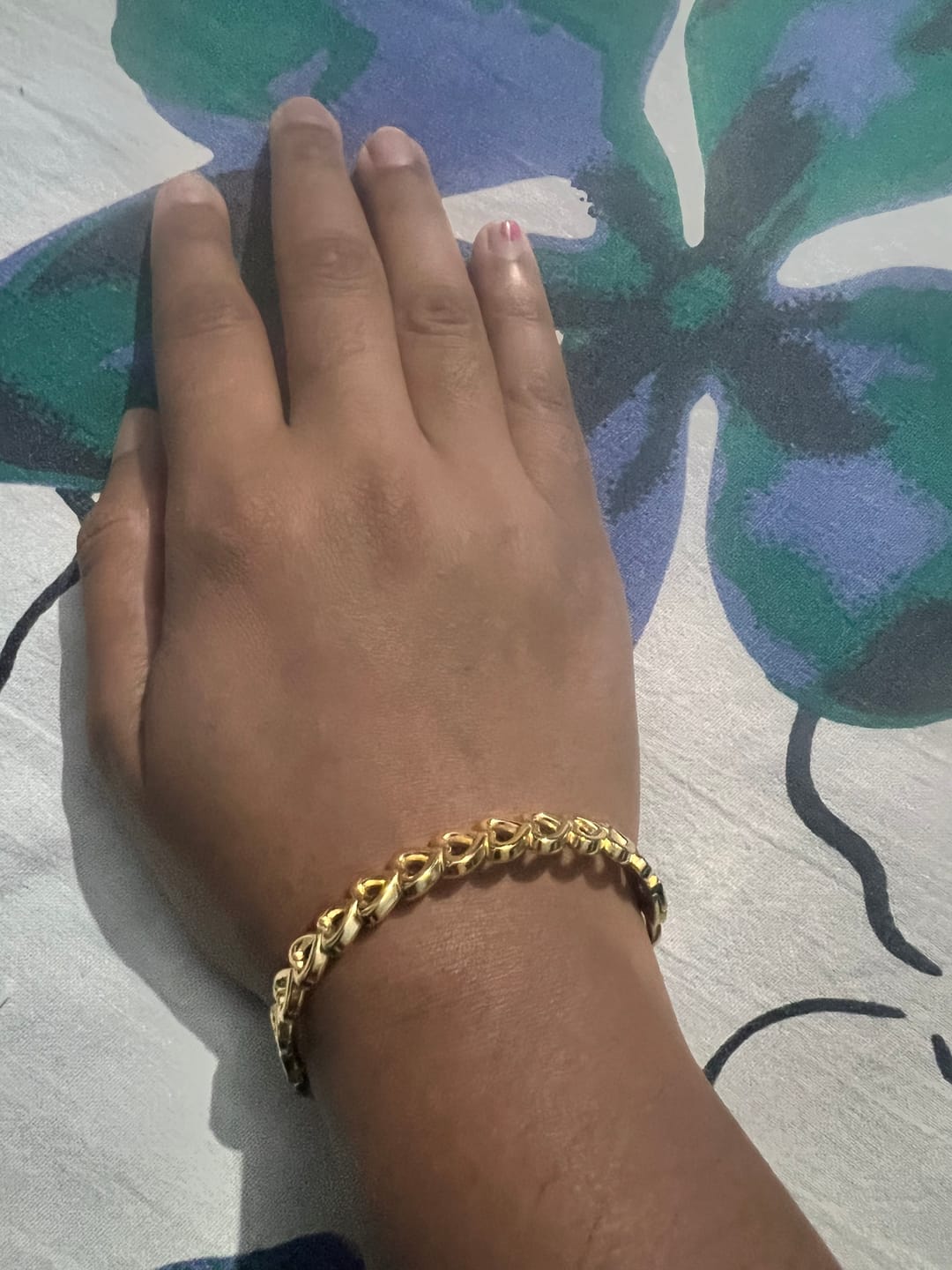 Customer photo review of Gold Heart Bangle Bracelet