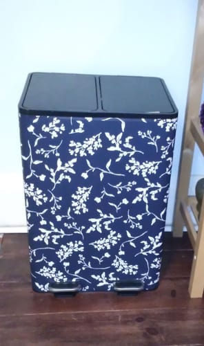 Customer photo review of 'Lulu In Navy Blue' - Vintage Blue and Cream Leaf Removable Wallpaper
