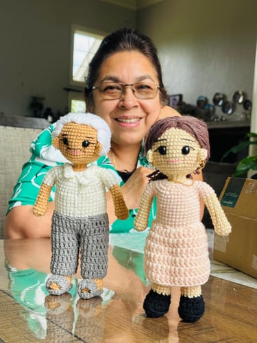 Customer photo review of Dolly® Personalized Crochet Doll with Photo Card