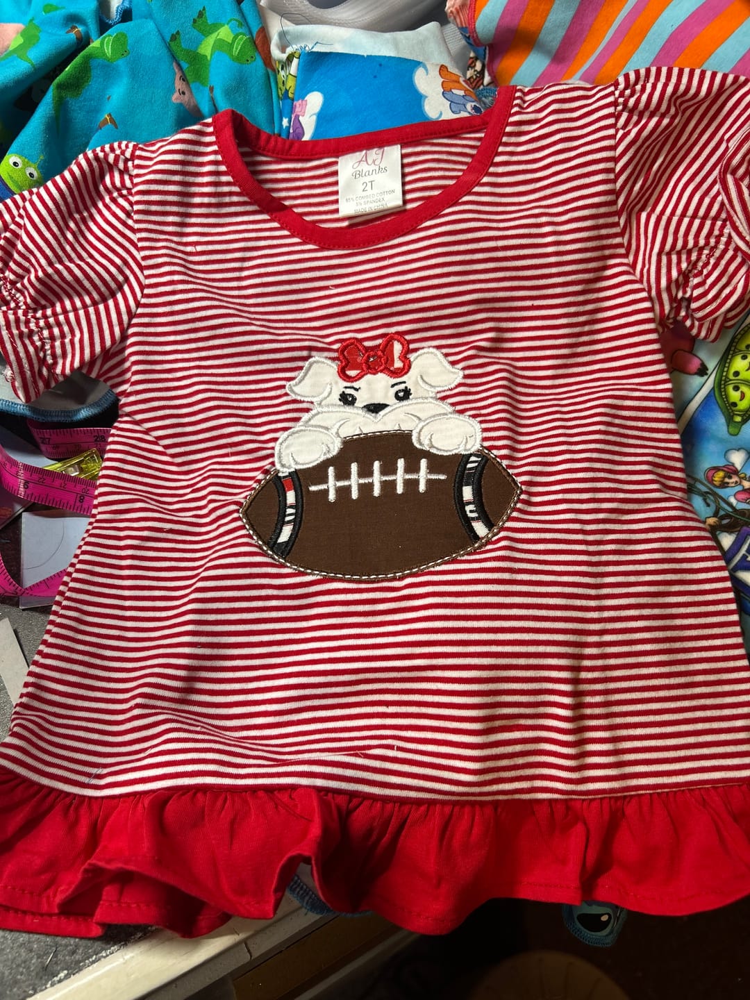 Customer photo review of Ruffle Stripe Short Sleeve Shirt
