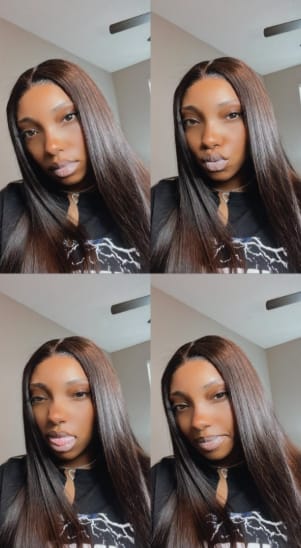 Customer photo review of MORE FACE 13x6 Lace Frontal Wig Preplucked Straight Human Hair Wigs With Baby Hair