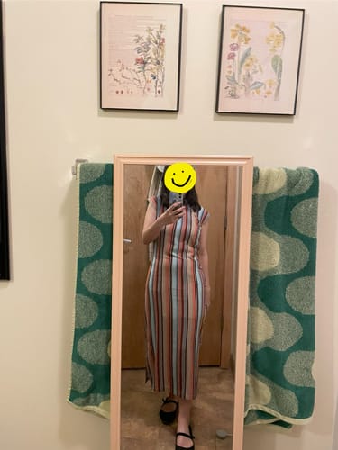 Customer photo review of Sheng Dao 省道 Province Road 1960s Retro Stripe Cap Sleeve Qipao