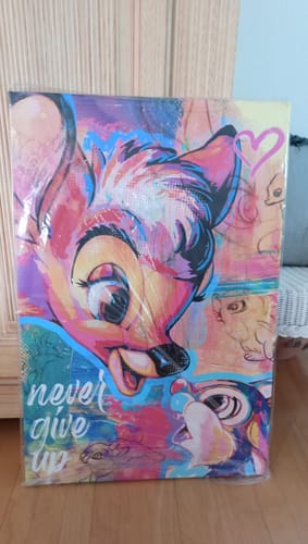 Customer photo review of Leinwandbild Reh never give up Hochformat