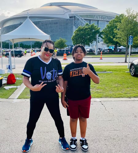 Customer photo review of VOTE Zeta Phi Beta embroidered premium T shirt