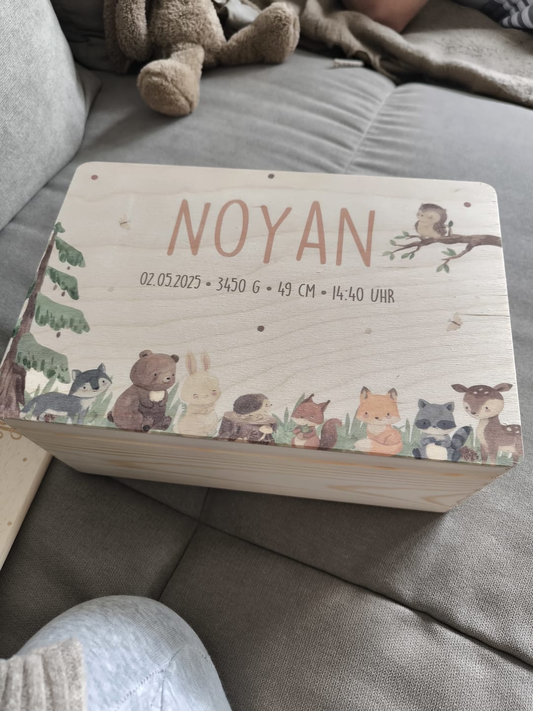 Customer photo review of Erinnerungsbox Baby, Erinnerungskiste Baby - mit Namen und Geburtsdaten