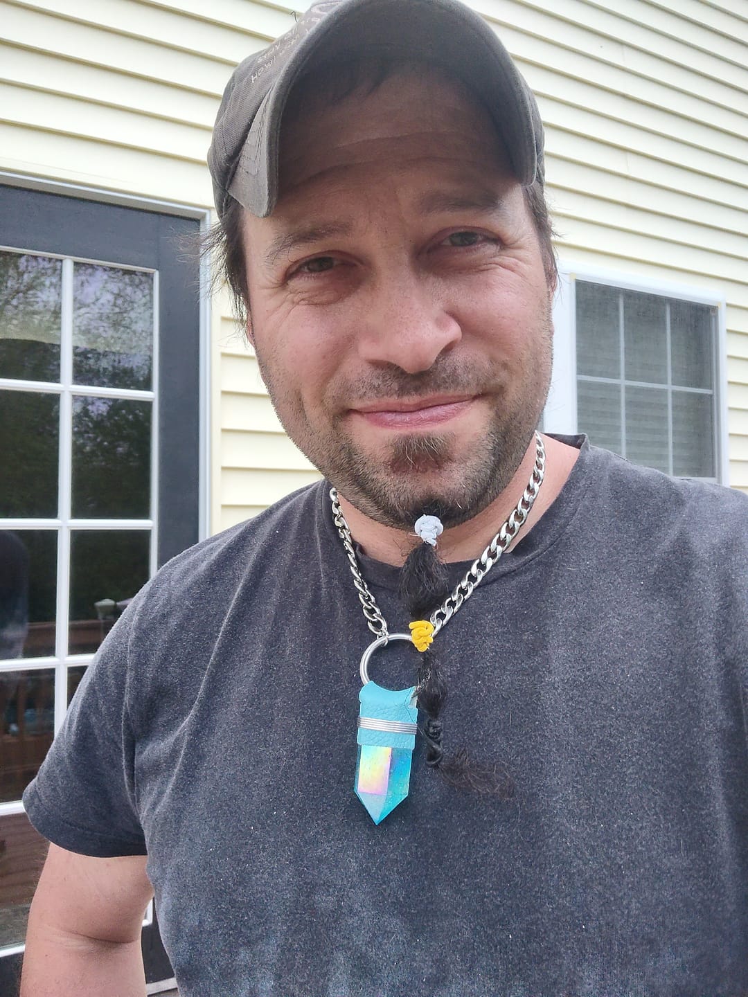 Customer photo review of Aqua Aura Quartz Necklace