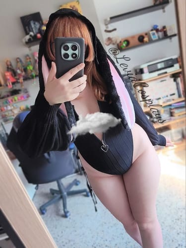 Customer photo review of KORURACLUB-Chic Grey Bunny Ear Hoodie Bodysuit for sale yv51030