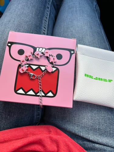 Customer photo review of Pink Domo Bracelet (Domo x Unjust Jewelry)