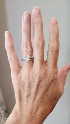 Customer photo review of Halo Cushion Cut CZ Ring in Sterling Silver