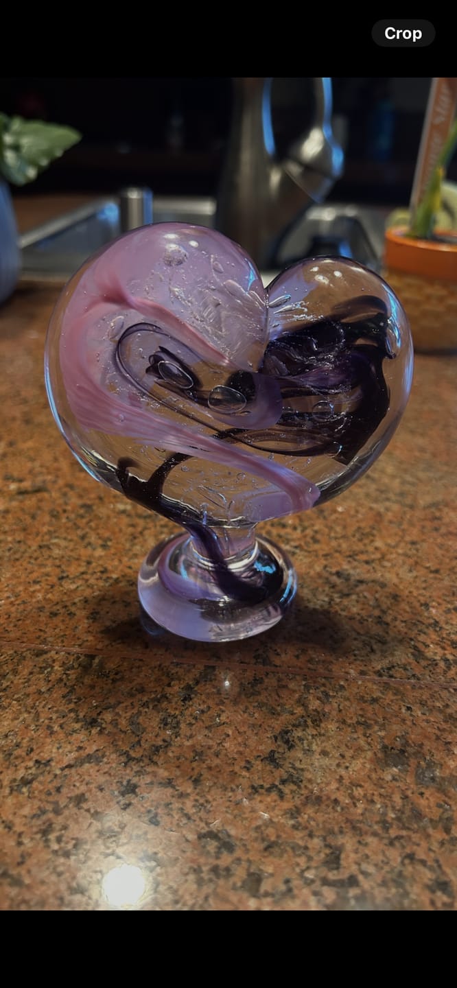 Customer photo review of Glass Heart with Cremation Ash - Standing