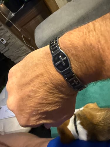 Customer photo review of 'For The Fallen' Arlington Magnetic Bracelet: Helps Pair Veterans With A Service Dog Or Shelter Dog