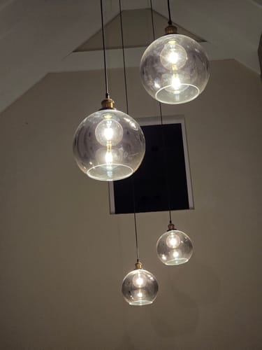 Customer photo review of Spheroid Glass Pendant Light Smoke | Amber