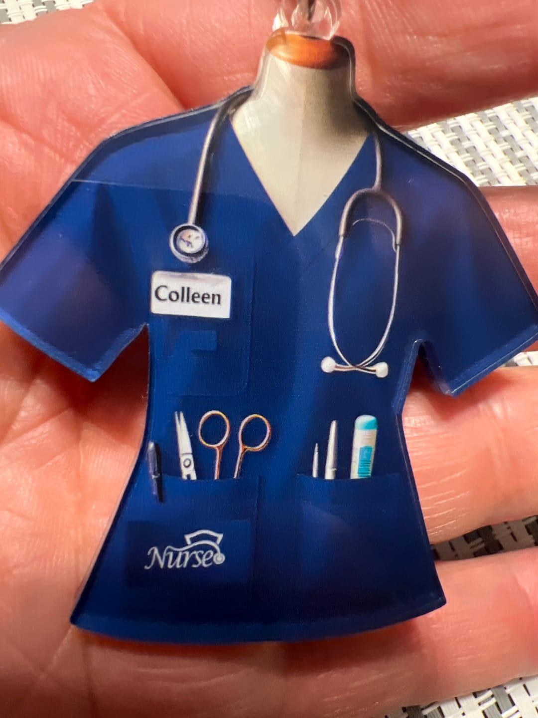 Customer photo review of Nurse Uniform Custom Name Personalized Keychain