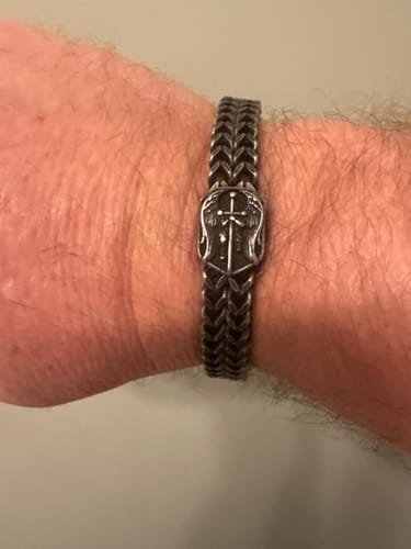 Customer photo review of St. Michael Defend Us Bracelet - Helps Pair Veterans With A Service Dog Or Shelter Dog