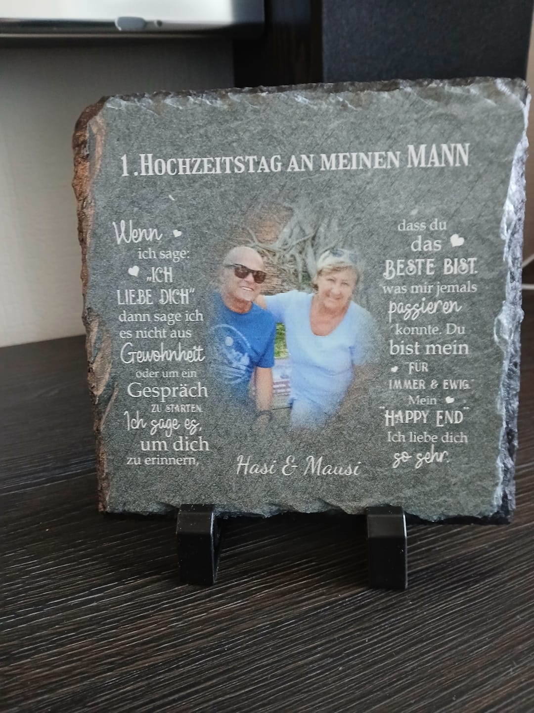 Customer photo review of An meinen Schatz - Paar-Schieferplatte