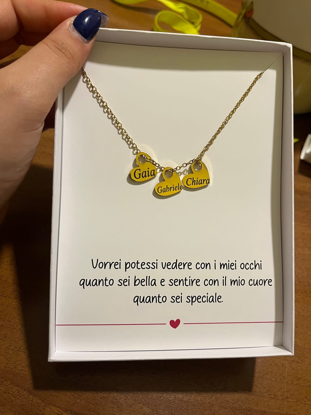Customer photo review of Collana Cuoricini con Nomi Incisi ✦ Cuori di Mamma