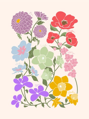 Customer photo review of 'In Bloom' Family Birth Flower Illustration