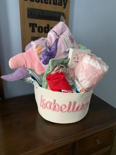Customer photo review of Baby Knits™ Personalized Knitted Basket