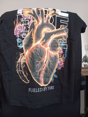 Customer photo review of FUELED BY FIRE - Premium T-Shirt