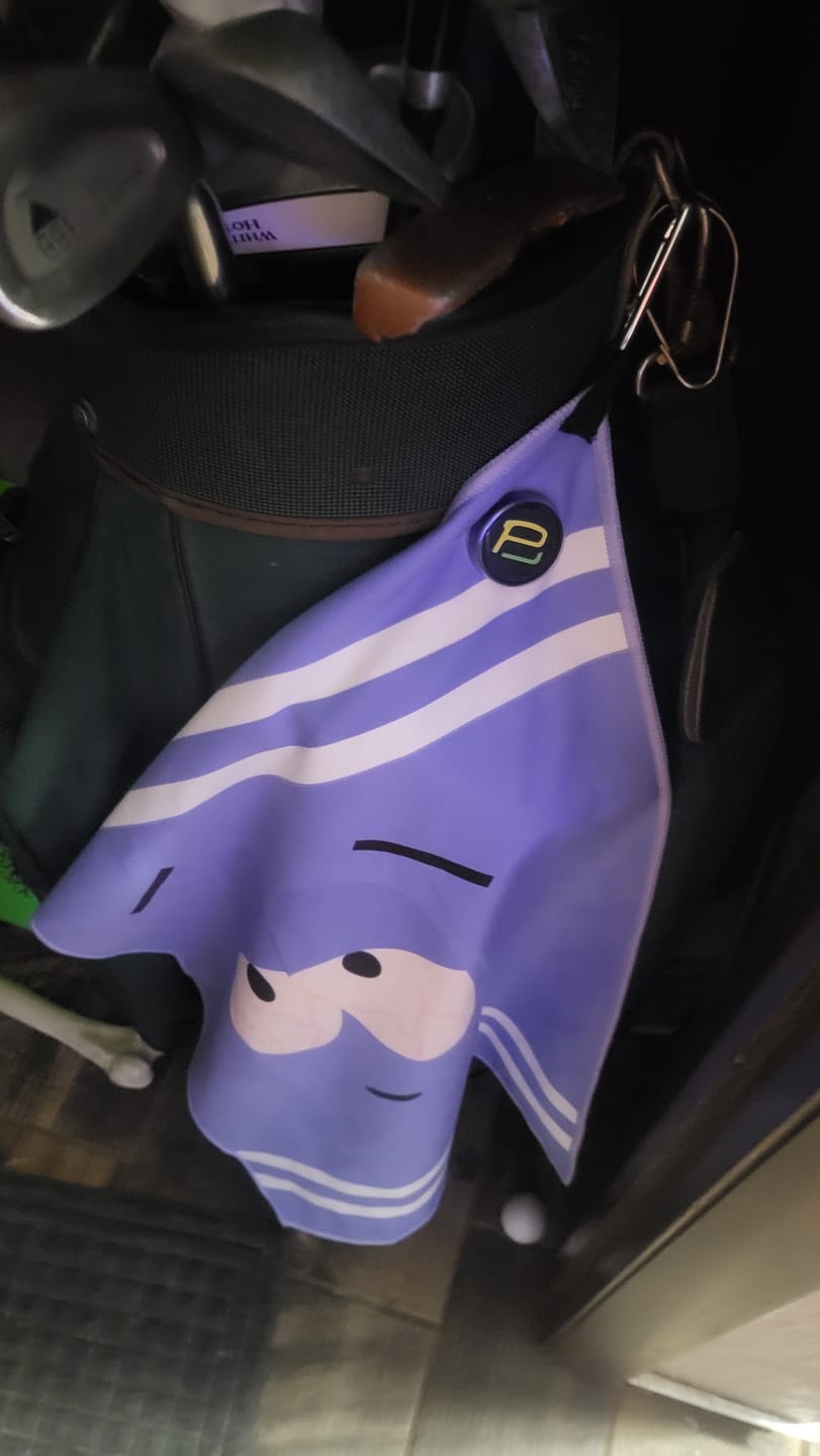 Customer photo review of [4/20 PRE ORDER] MAGNETIC Towelie 24" x 16" Golf Towel, Double Sided