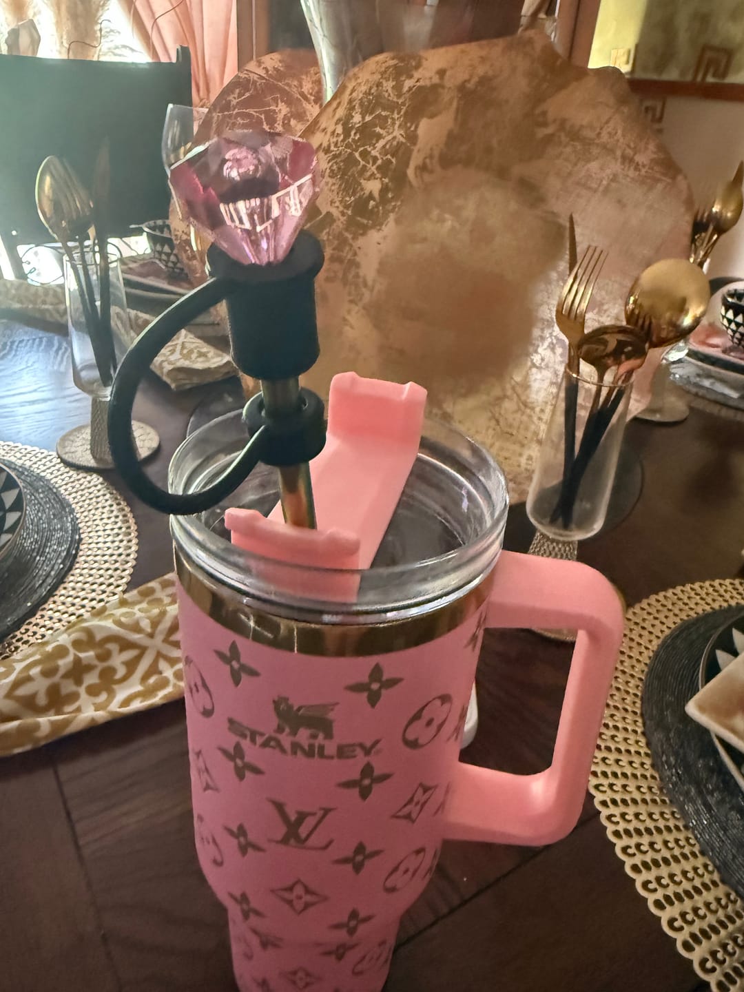 Customer photo review of Luxe Tri-color Crystal Gem Straw Toppers(3-pack)
