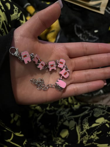 Customer photo review of Pink Domo Bracelet (Domo x Unjust Jewelry)