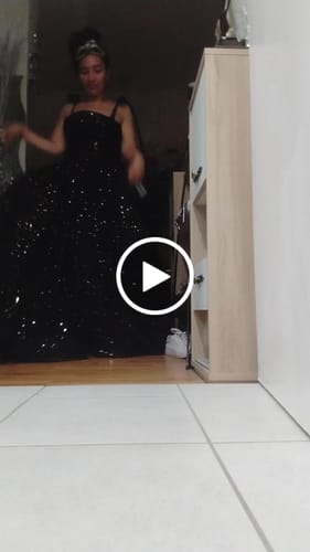 Customer video review of Black White Sweetheart Tulle Midi Formal Dress with Removable Straps Black