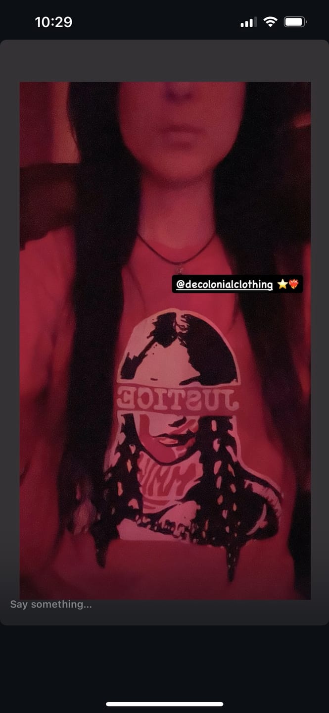 Customer photo review of Justice T-shirt