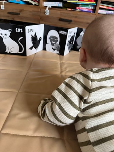 Customer photo review of Welcome To The World Little One Black and White Baby Book