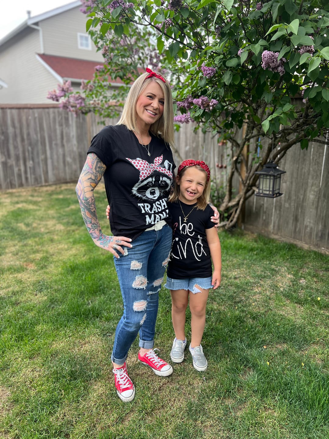 Customer photo review of Womens Mama Shirt Trashy Raccoon Mom Vintage Summer Casual Graphic Tees Bella Plus Sized Tops